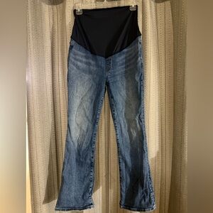 Madewell Maternity Flare Jeans in Medium Blue with Black Panel